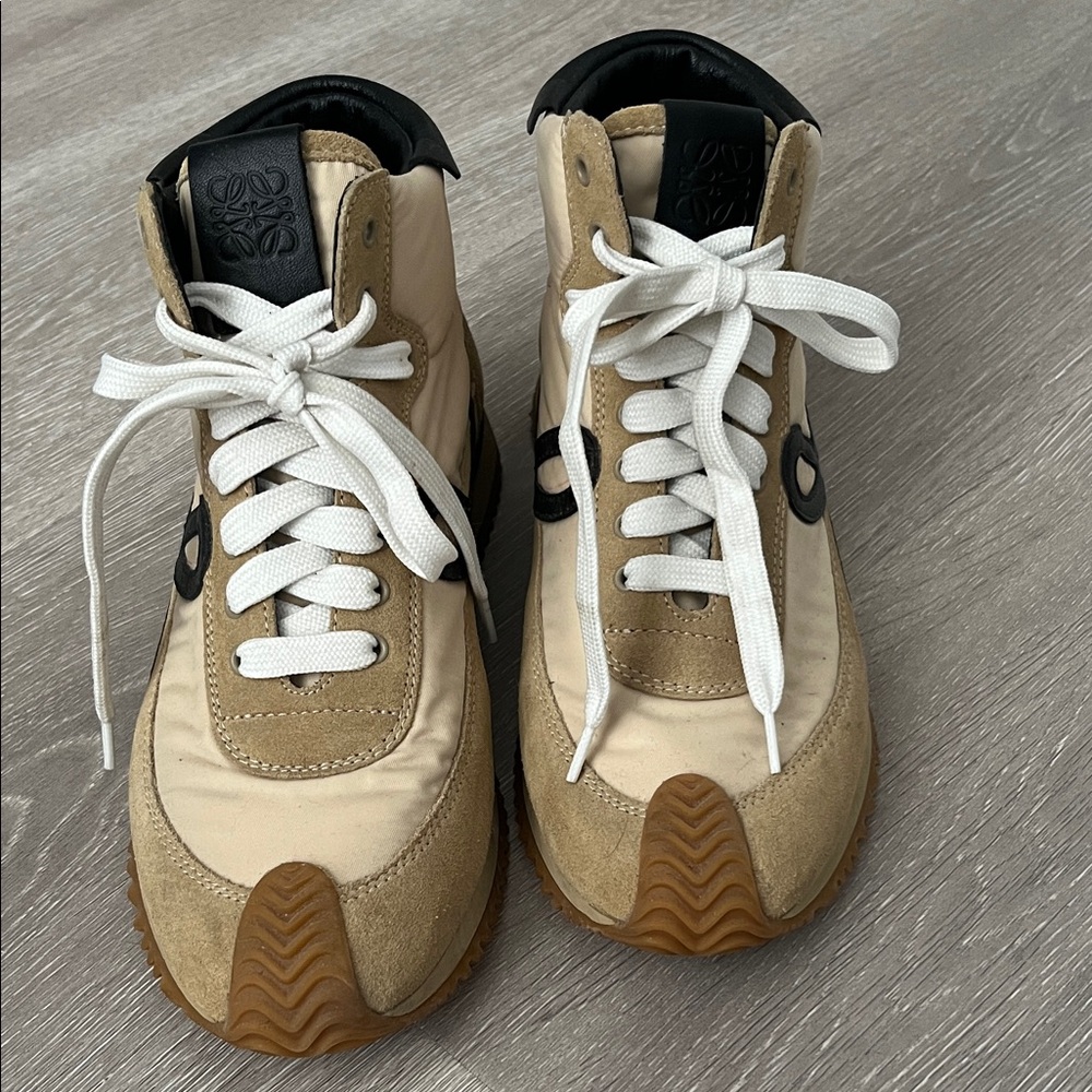 Loewe Beige and Black High-Top Sneakers - Picture 2 of 6